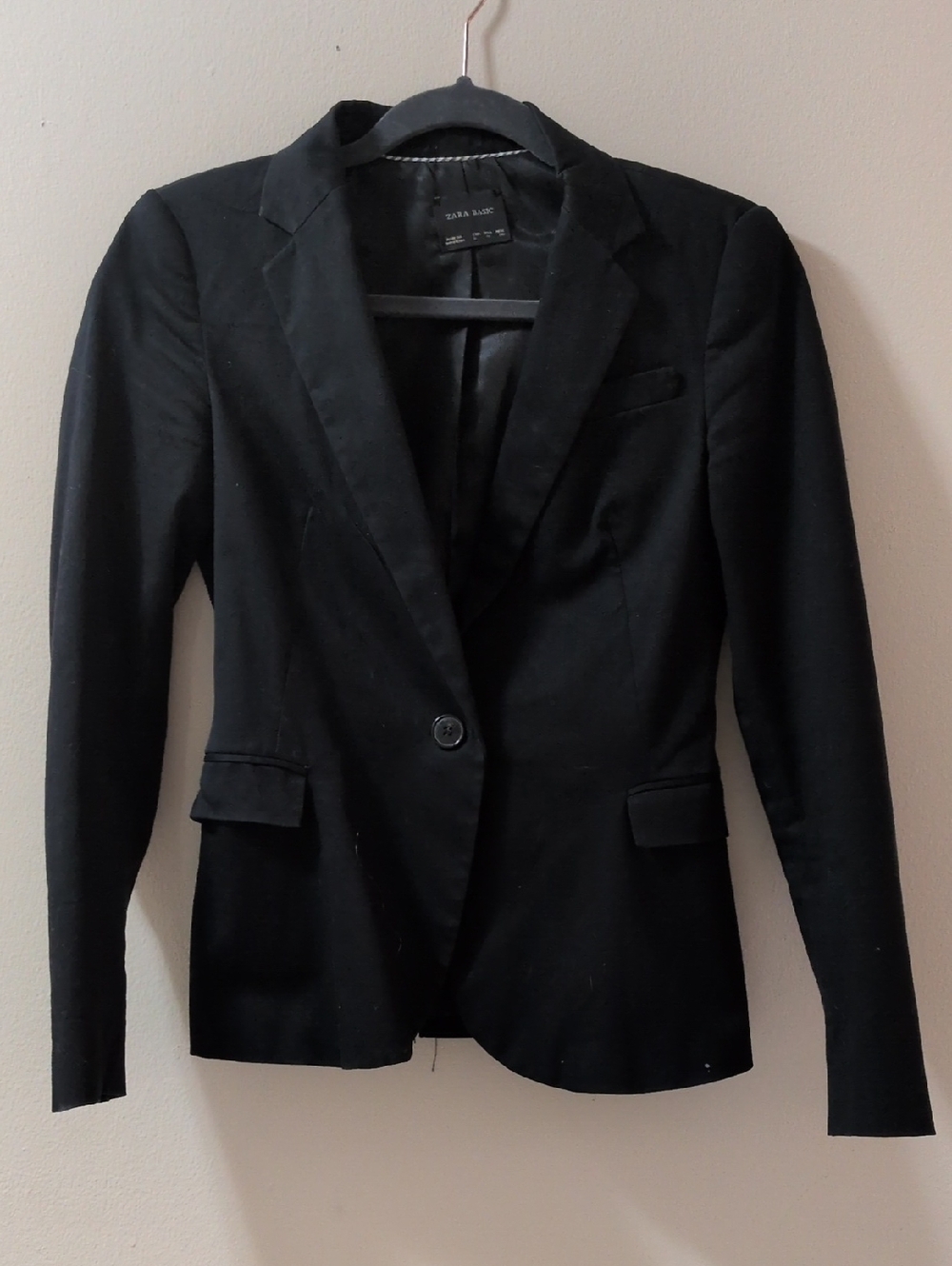 Zara Black Single-Button Tailored Blazer
